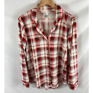 NWT Nordstrom Rack Plaid Button Down Pajama Top size medium